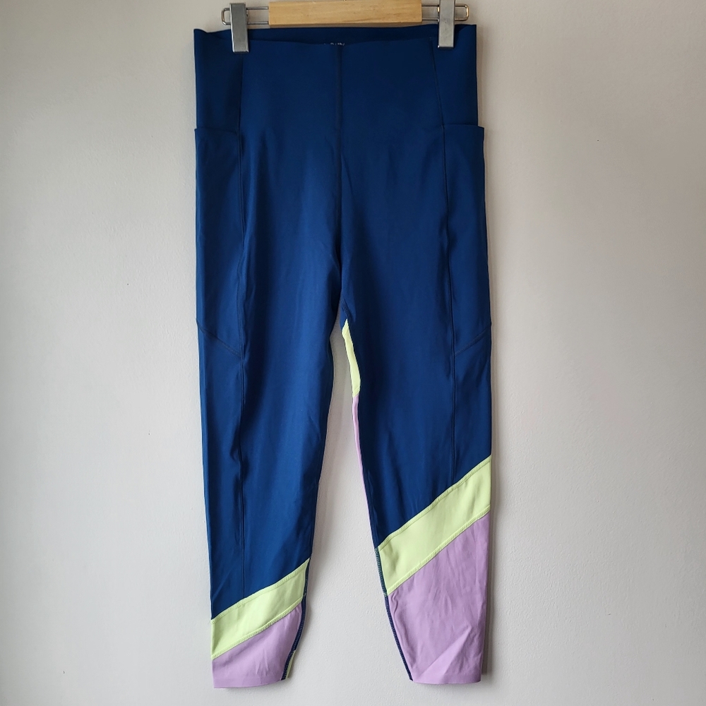 Sweaty Betty Navy With Color Block Side Pocket Leggings Sz 10